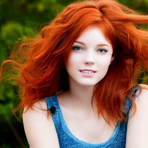 Prompt: a beautiful young woman with auburn hair
