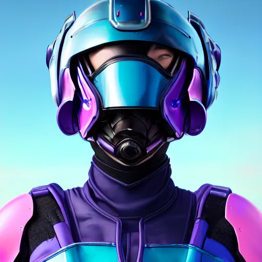 Image similar to a stunning upper body portrait of a beautiful young woman wearing futuristic navy blue and teal battle bodyarmor and pauldrons and ombre purple and pink hairstyle with hair blowing in the wind, by marvel comics, outrun, vaporware, highly detailed, fine detail, intricate, digital art, trending on artstation