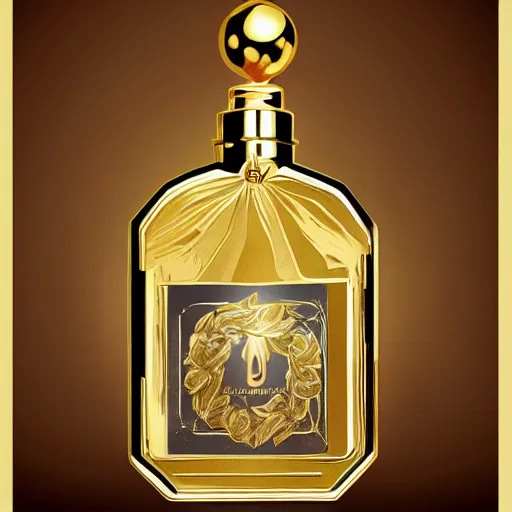 Image similar to advertising golden perfume luxury _ artstation