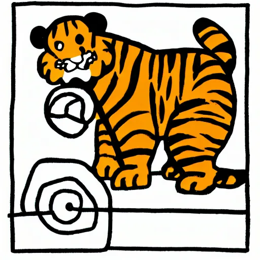 Prompt: “A cartoon of a tiger lifting weights”