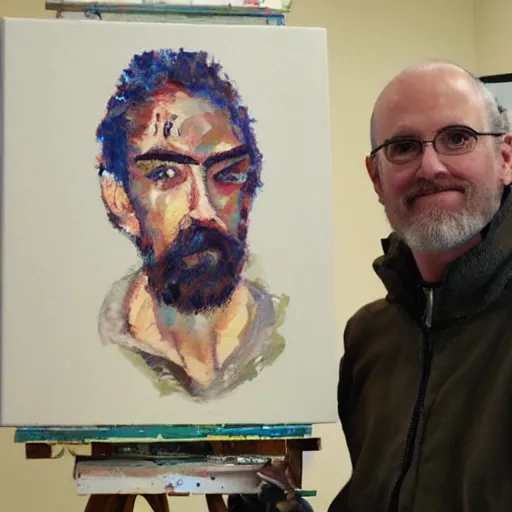 Image similar to painter with recursive painting of himself