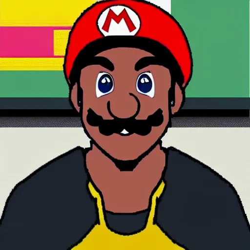 Image similar to super mario as carl johnson face from gta san andreas