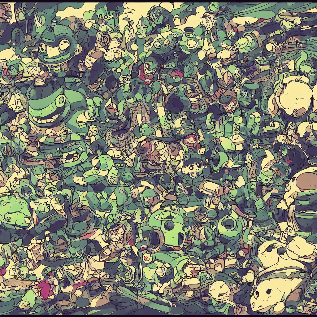 Image similar to toads, deconstructed amphibian, ryuta ueda artwork, breakcore, style of jet set radio, y 2 k, gloom, space, cel - shaded art style, indigo rainbow, data, minimal, code, cybernetic, dark, eerie, cyber