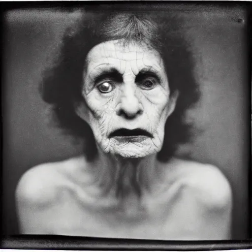 Prompt: portrait of other worldly beings by Diane Arbus, 50mm, black and white photography