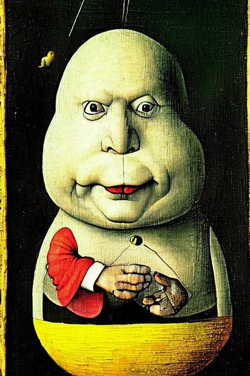 Image similar to hieronymus bosch painting of humpty dumpty