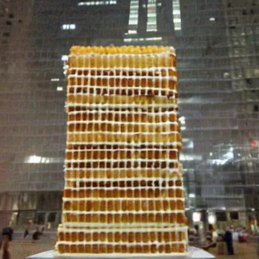Prompt: 1 world trade center but it's made of twinkies
