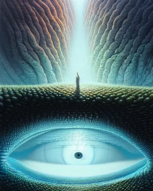 Image similar to a hyper - detailed 3 d render like an oil painting of the hivemind's eye viewing the stream of thought, surrealism!!!!! concept art, lifelike, photorealistic, digital painting, smooth, sharp focus, artstation hd, by greg rutkowski, bruce pennington, valentina remenar, rhads, asher duran,