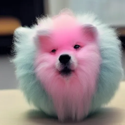 Image similar to cotton candy that looks like a pomeranian