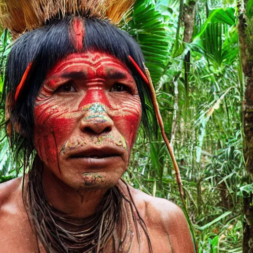 Prompt: photo of a yanomami indigenous