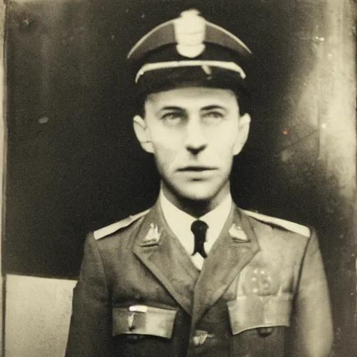 Image similar to photo portrait of a policeman photo by Diane Arbus and Louis Daguerre