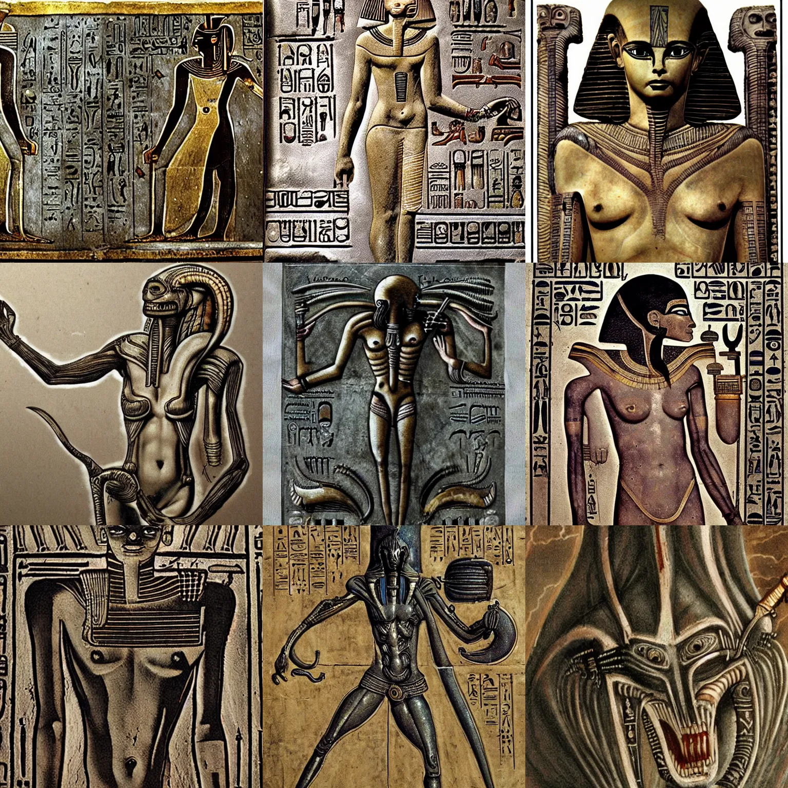 Prompt: ancient egyptian art of [ xenomorph ] [ giger ] [ alien ] from movie aliens