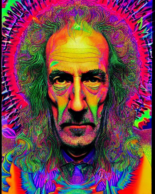 Prompt: a psychedelic portrait of albert hoffman