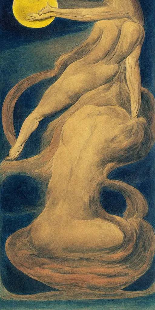 Image similar to oil painting silhouette of the venus of milos with sea inside by william blake