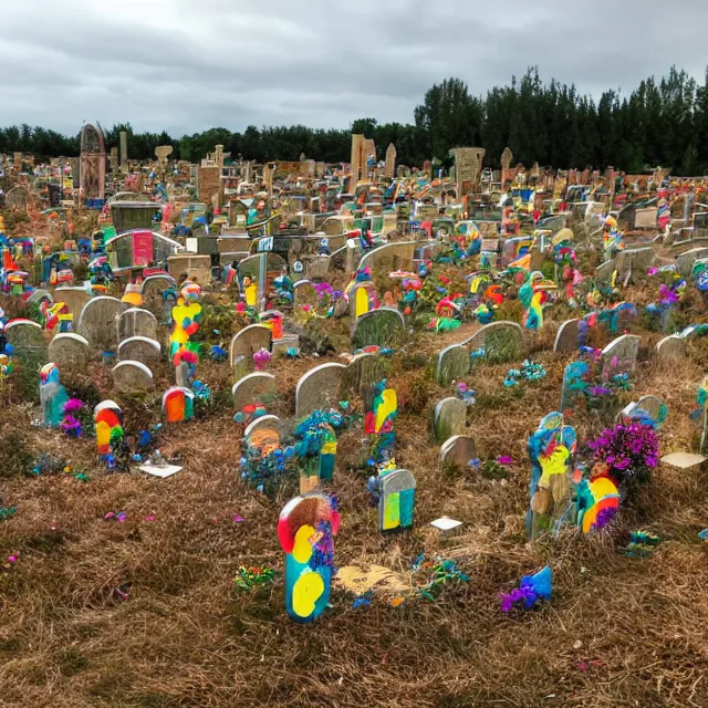 Prompt: rainbow graveyard