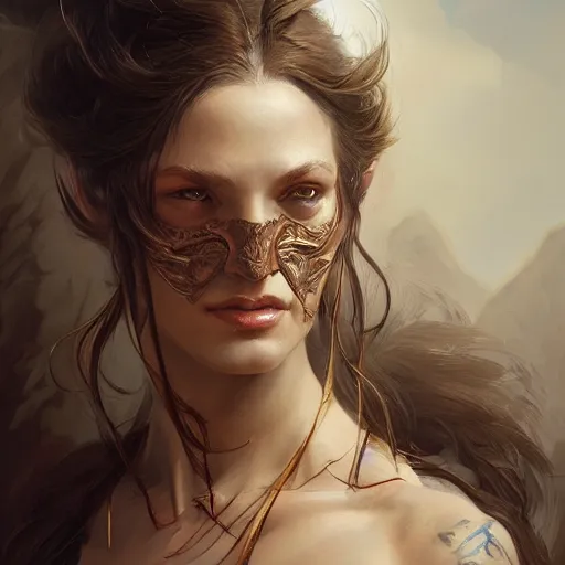 Image similar to portrait of a mink woman, muscular, fantasy, intricate, elegant, highly detailed, digital painting, artstation, concept art, matte, sharp focus, illustration, art by aenaluck and roberto ferri and greg rutkowski, epic fantasy, digital painting