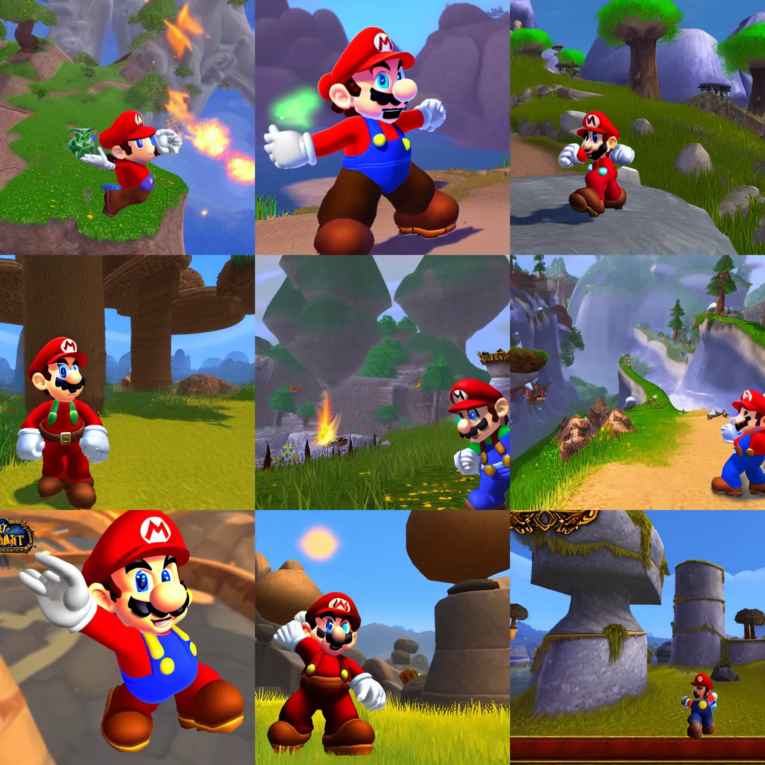 Prompt: mario in a world of warcraft screenshot