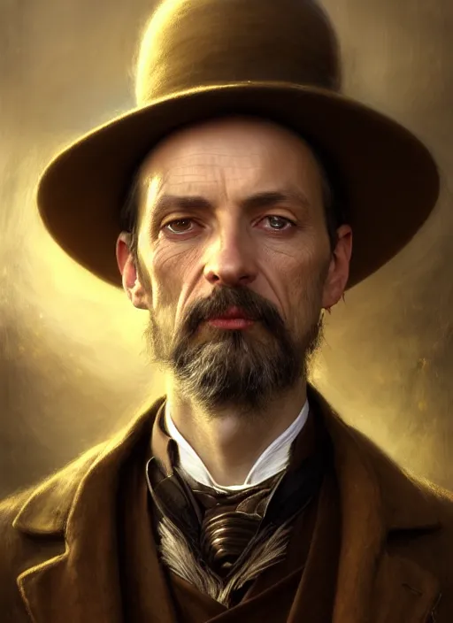 Image similar to closeup portrait shot of a victorian doctor in a scenic mystery environment, intricate, elegant, highly detailed, centered, digital painting, artstation, concept art, smooth, sharp focus, illustration, artgerm, tomasz alen kopera, peter mohrbacher, donato giancola, joseph christian leyendecker, wlop, boris vallejo