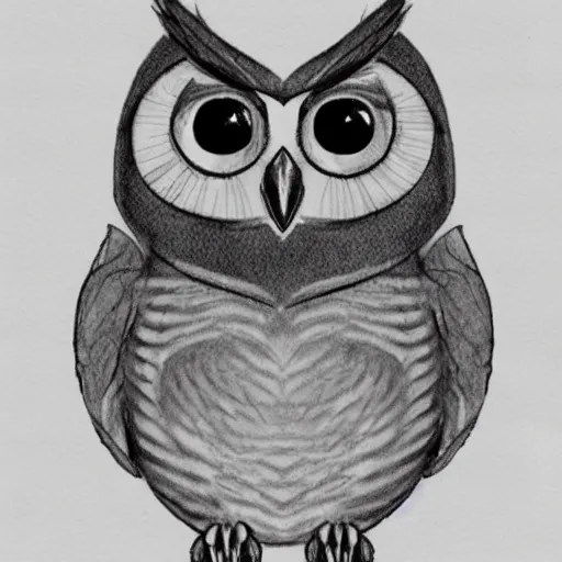 Image similar to a sketch of a cute owl with a big smile