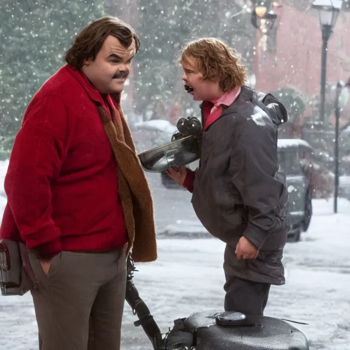 Prompt: jack black starring in home alone with will ferrell, 8 k,