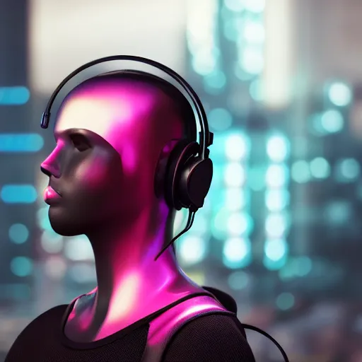 Image similar to futuristic cyberpunk headphones, aesthetic, octane render, 8 k, award winning, realistic