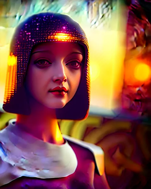 Prompt: dreamy young beautiful female artificial intelligence, metropolis, cinematic, rim light, bokeh, photo - realistic, elegant, high detail, 8 k, masterpiece, photo taken in 1 9 3 0