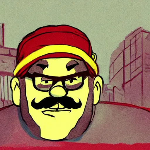 Prompt: concept art of danny devito as wario