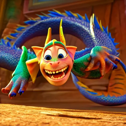 Image similar to new dragon pixar disney dreamworks character, highly detailed, extremely high quality, hd, 4 k, 8 k, professional photographer, 4 0 mp, lifelike, top - rated, award winning, cinematic, realistic, detailed lighting, detailed shadows, sharp, no blur, edited, corrected, trending