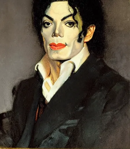 Image similar to portrait of michael jackson by george bellows, high quality, high detail