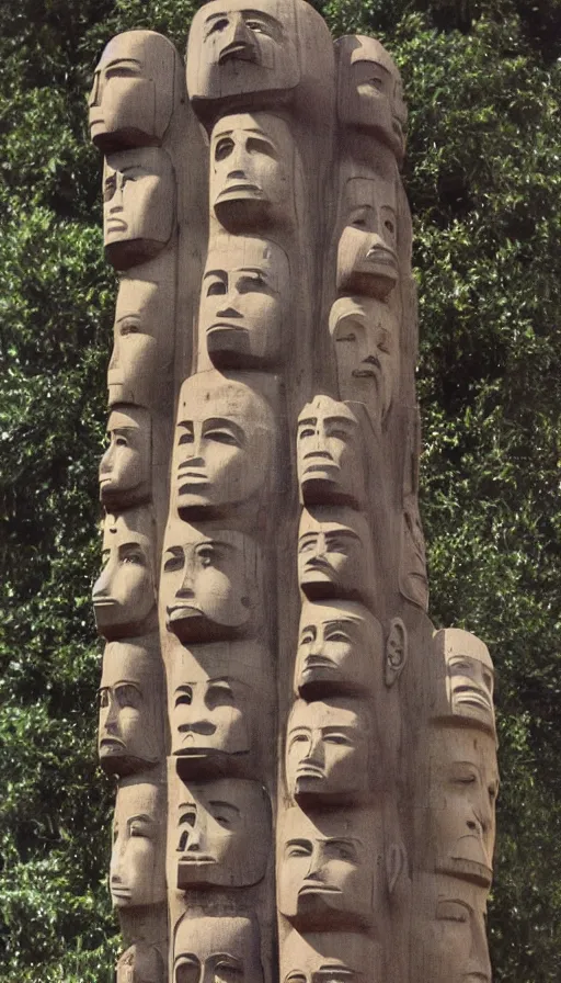 Image similar to vintage color photo of totem pole of dead celebrities, very detailed, photorealistic, high resolution, highly detailed, details, good clear quality Cinematic shot