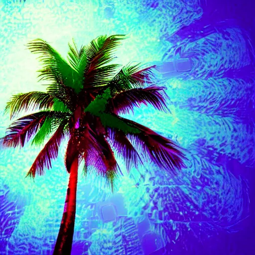 Prompt: Palm tree, glitch art, corrupted