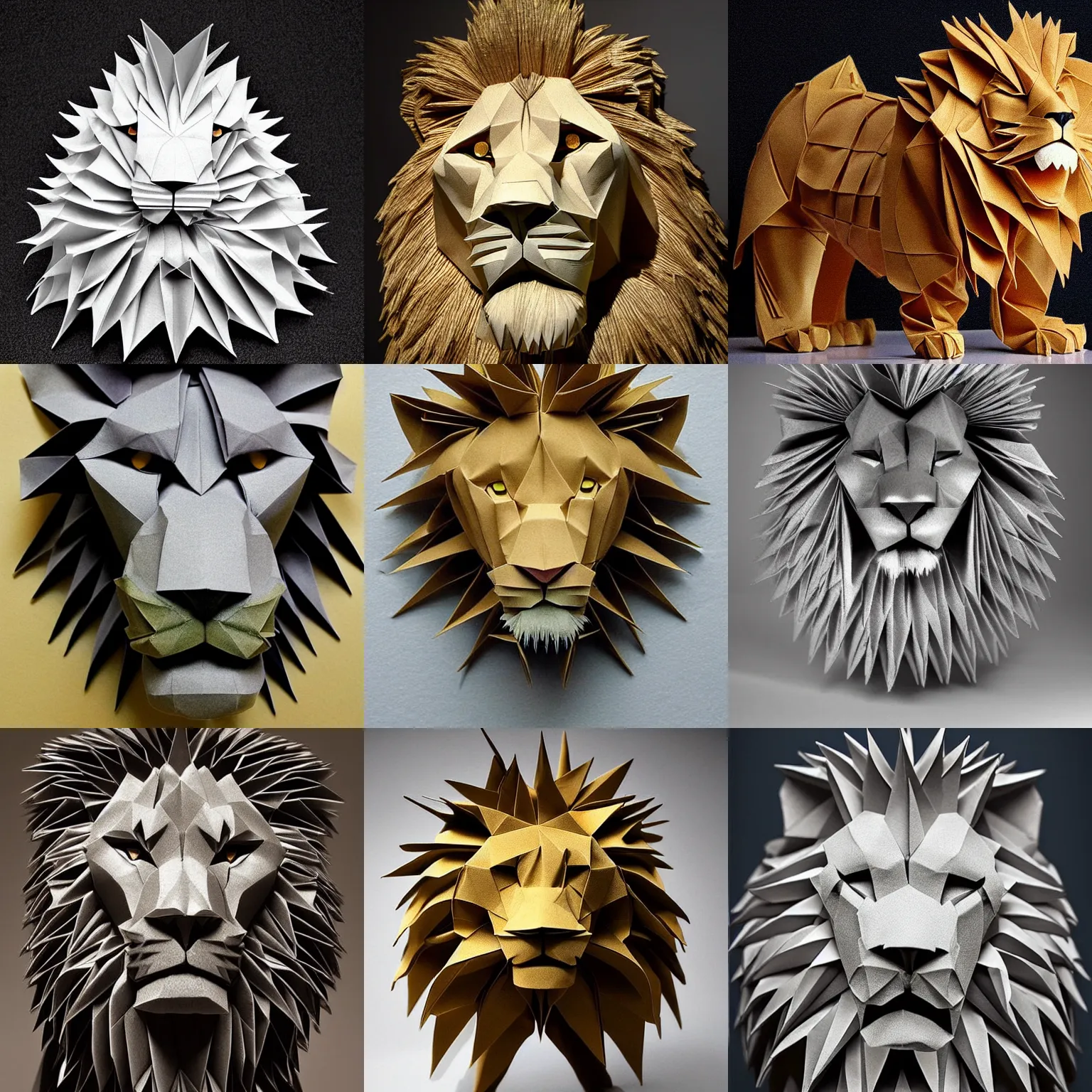 Prompt: origami lion, incredibly detailed, by Satoshi Kamiya, beautiful photograph