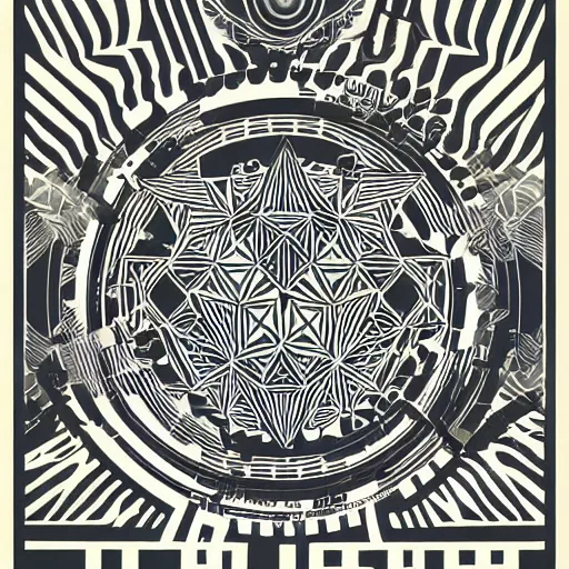 Image similar to abstract gig poster, matte solid geometric shapes, minimalist, grainy, modern, by B.A. Uspensky, Shepard Fairey