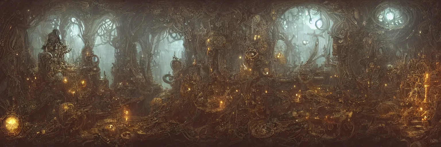 Prompt: Marc Simonetti, Mike Mignola, smooth liquid metal with detailed line work, Mandelbrot flowers, Exquisite detail perfect symmetrical, silver details, hyper detailed, intricate ink illustration, golden ratio, steampunk, smoke, neon lights, steampunk forest background, liquid polished metal, by peter mohrbacher