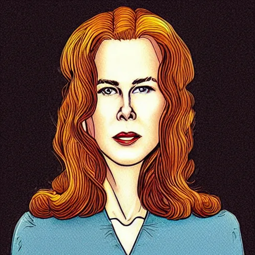 Prompt: “ nicole kidman retro minimalist portrait by jean giraud, moebius starwatcher comic, 8 k ”