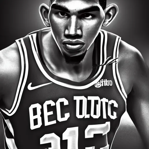 Image similar to Portrait of Boston Celtics Jayson Tatum, Jayson Tatum as Che Guevara, Jayson Tatum as Guerilla Heroica, Black and White, photograph by Alberto Korda, inspiring, dignifying, digital art, trending on artstation, octane render