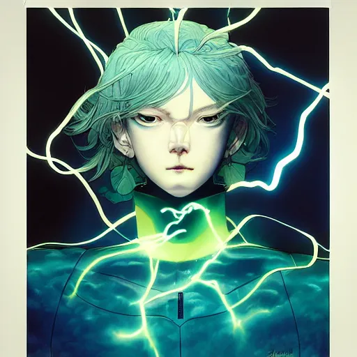 Image similar to prompt : azure lightning portrait soft light painted by james jean and katsuhiro otomo and erik jones, inspired by evangeleon anime, smooth face feature, intricate oil painting, high detail illustration, sharp high detail, manga and anime 1 9 9 9