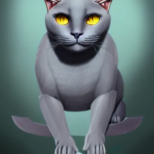 Image similar to gray burmese cat in pirate tricorn, artstation, fantasy