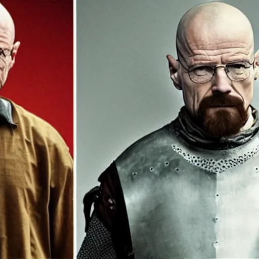 Image similar to walter white dresses like a knight from game of thrones