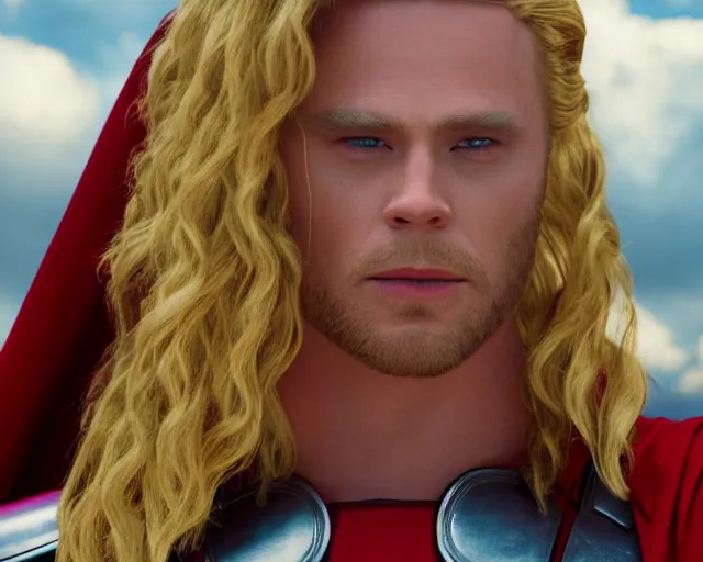 Image similar to thor as a drag queen, cinematic shot, 8k resolution, hyper detailed