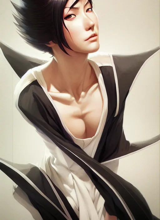 Image similar to portrait of bleach's ichigo, intricate, elegant, highly detailed, digital painting, artstation, concept art, smooth, sharp focus, illustration, art by artgerm, greg rutkowski, gil elvgren, symmetry!!