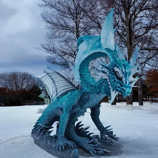 Image similar to dragon sculpture made of ice