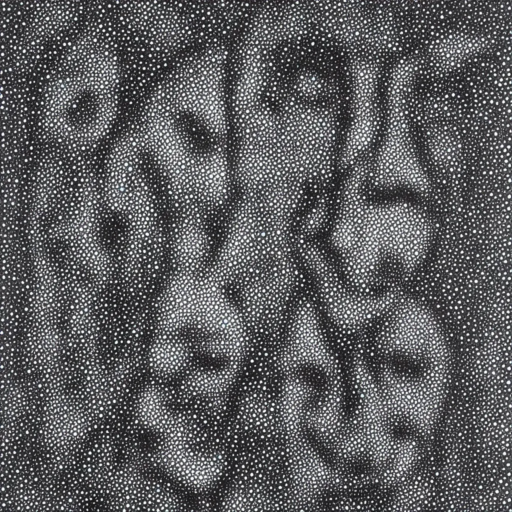 Image similar to face made out of planet, faceless people dark, dots, drip, stipple, pointillism, technical, abstract, minimal, style of francis bacon, asymmetry, pulled apart, cloak, hooded figure