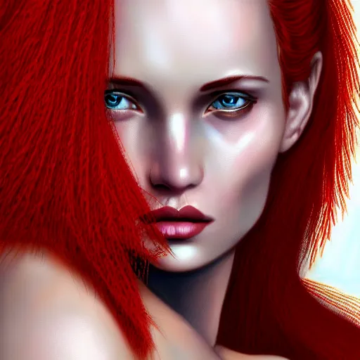 Image similar to a stunning upper body portrait of a beautiful woman, her hair is red hot fire, by marvel comics, digital art, trending on artstation