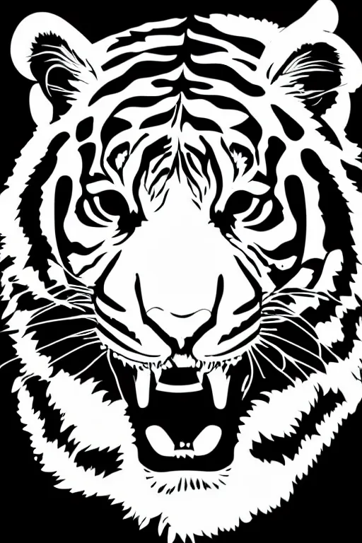 Image similar to A portrait of a tiger, sticker, highly detailed, red and black, illustration, smooth and clean vector curves, no jagged lines, vector art, smooth