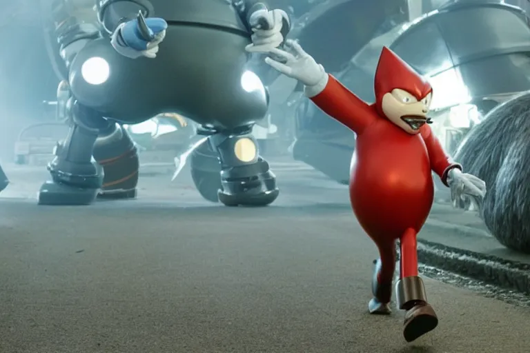 Image similar to tim curry as doctor robotnik in the live action sonic the hedgehog movie, movie still