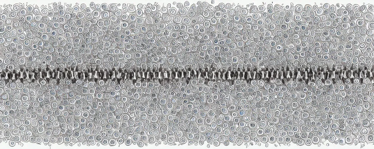 Image similar to symmetry! portrait of multiple humans meeting, humans scientific intelligences, mooc, organic and intricate, elegant, highly detailed, concept art, smooth lines, sharp focus, lineart, illustration, shadows, penned with thin coloured pens on white, 8 k