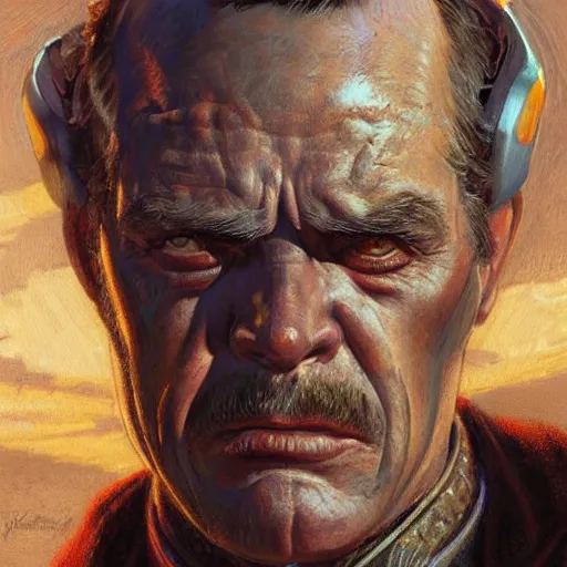 Prompt: The Master from Fallout 1, close-up portrait art by Donato Giancola and James Gurney, digital art, trending on artstation