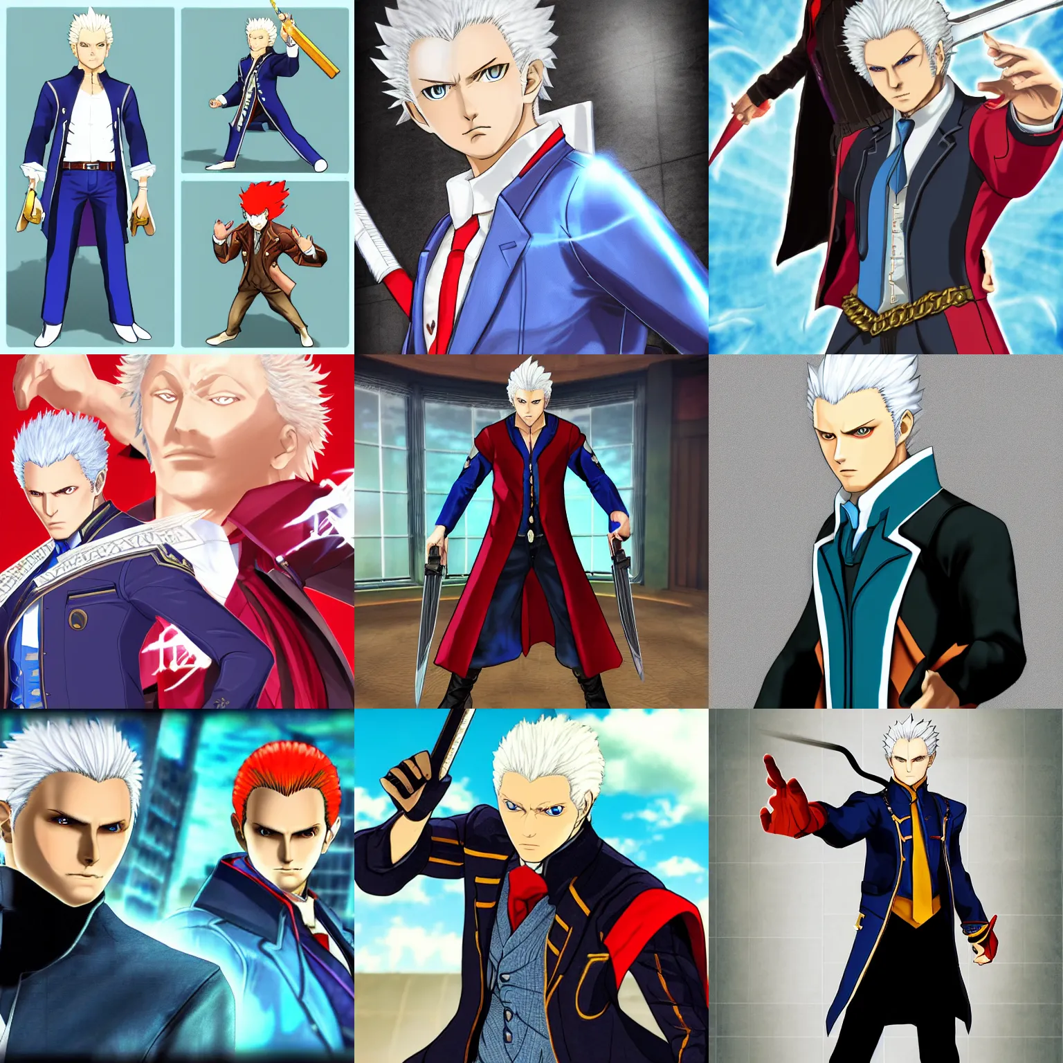 Prompt: vergil from dmc as phoenix wright ace attorney