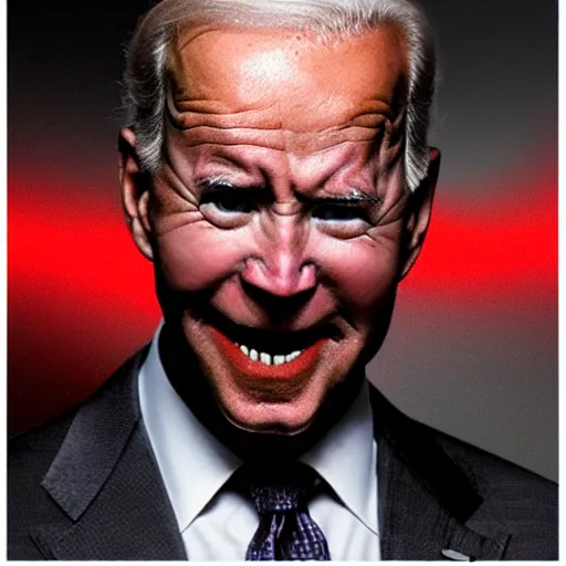 Image similar to Doom horror furious glowing red eyes biden