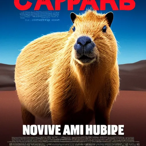 Prompt: Movie Poster Of A Capybara With His Human Friend Epic, Cinematic, 4K